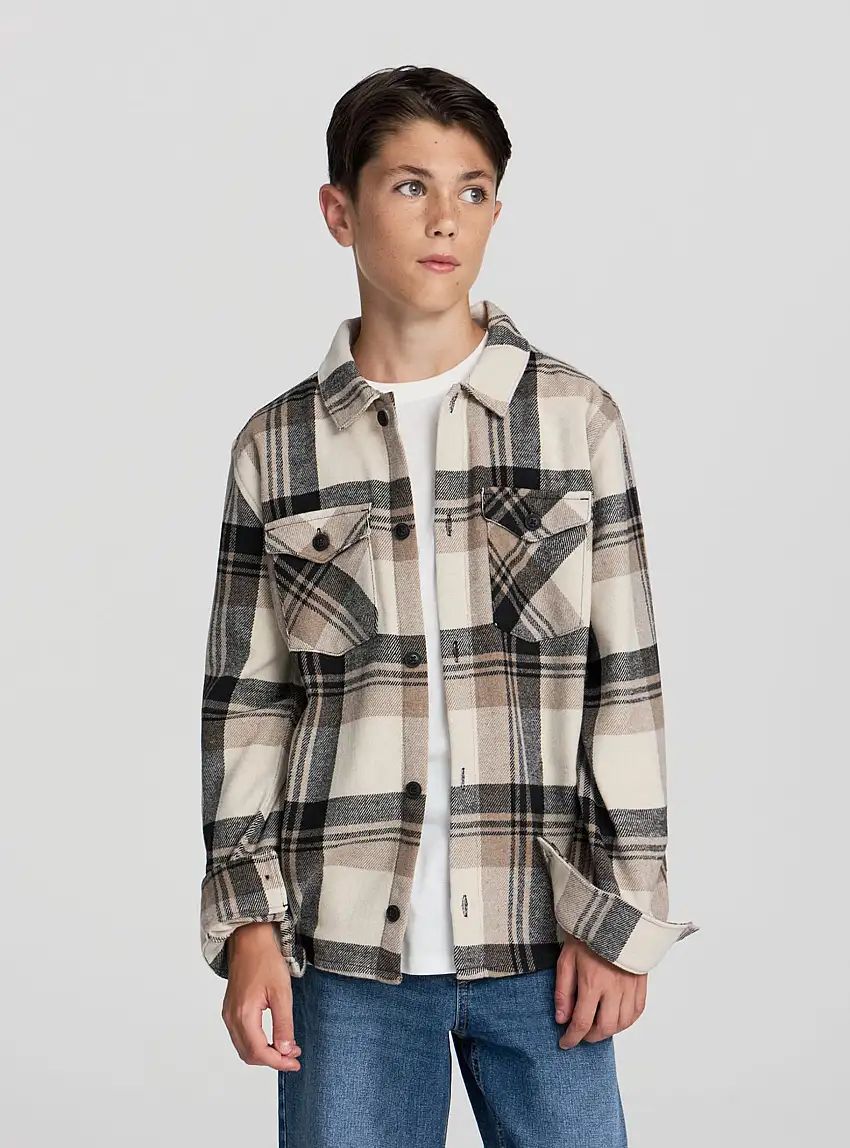 Camicia shacket a quadri Var crema