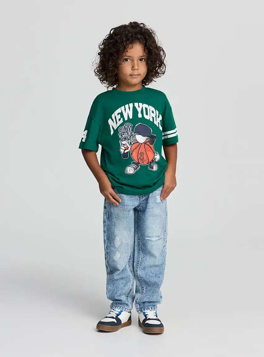 Jeans cinque tasche con strappi Var blu denim chiaro