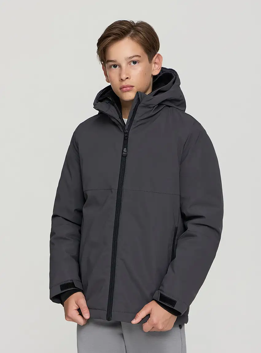 Giacca tecnica con cappuccio e zip tinta unita Canna di fucile