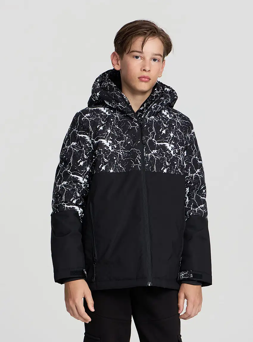 Giubbotto tecnico con stampa effetto marmo Nero