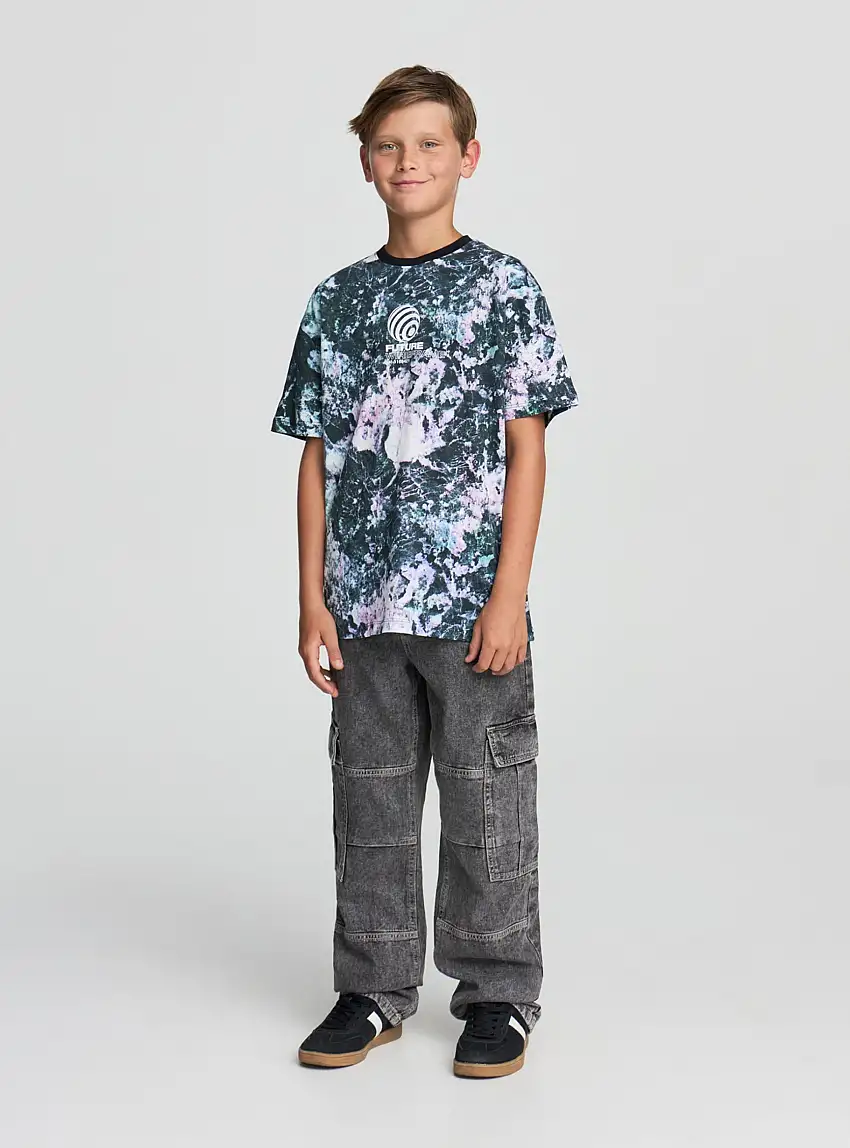 T-shirt con stampa marmorizzata Nero