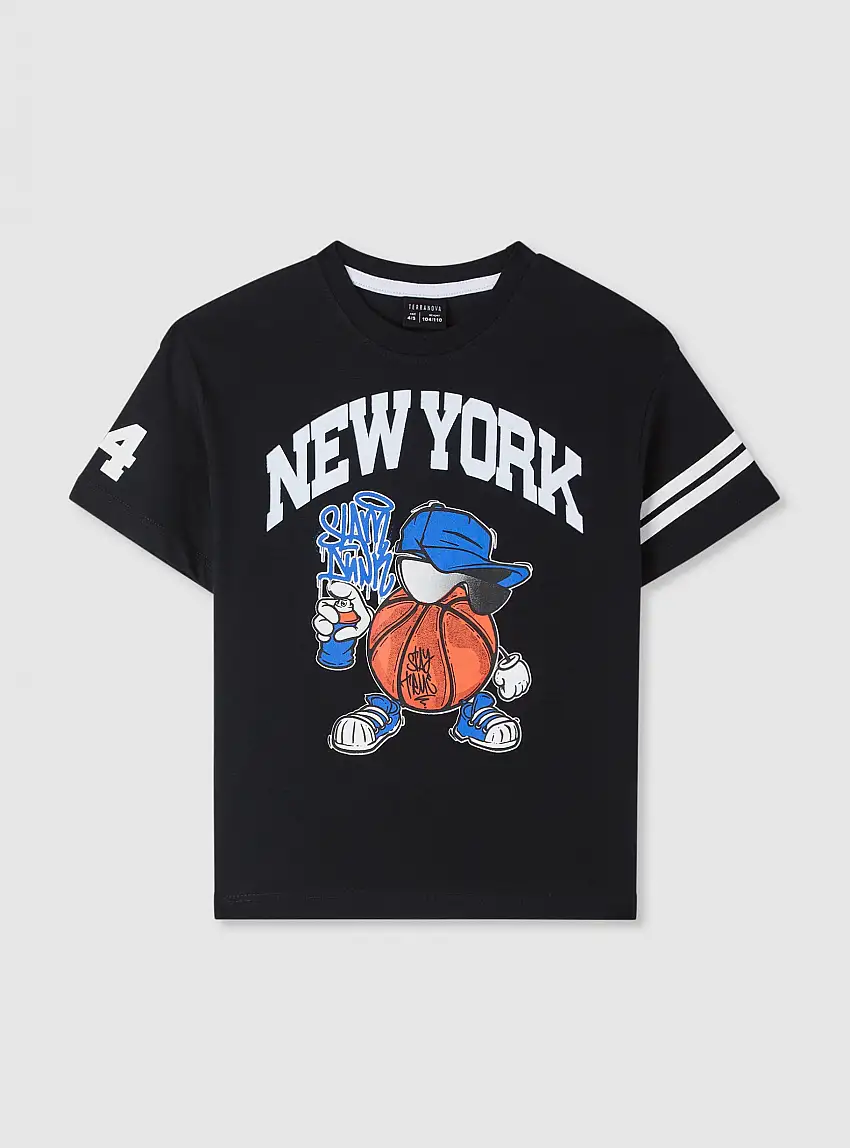T-shirt con stampa New York Nero