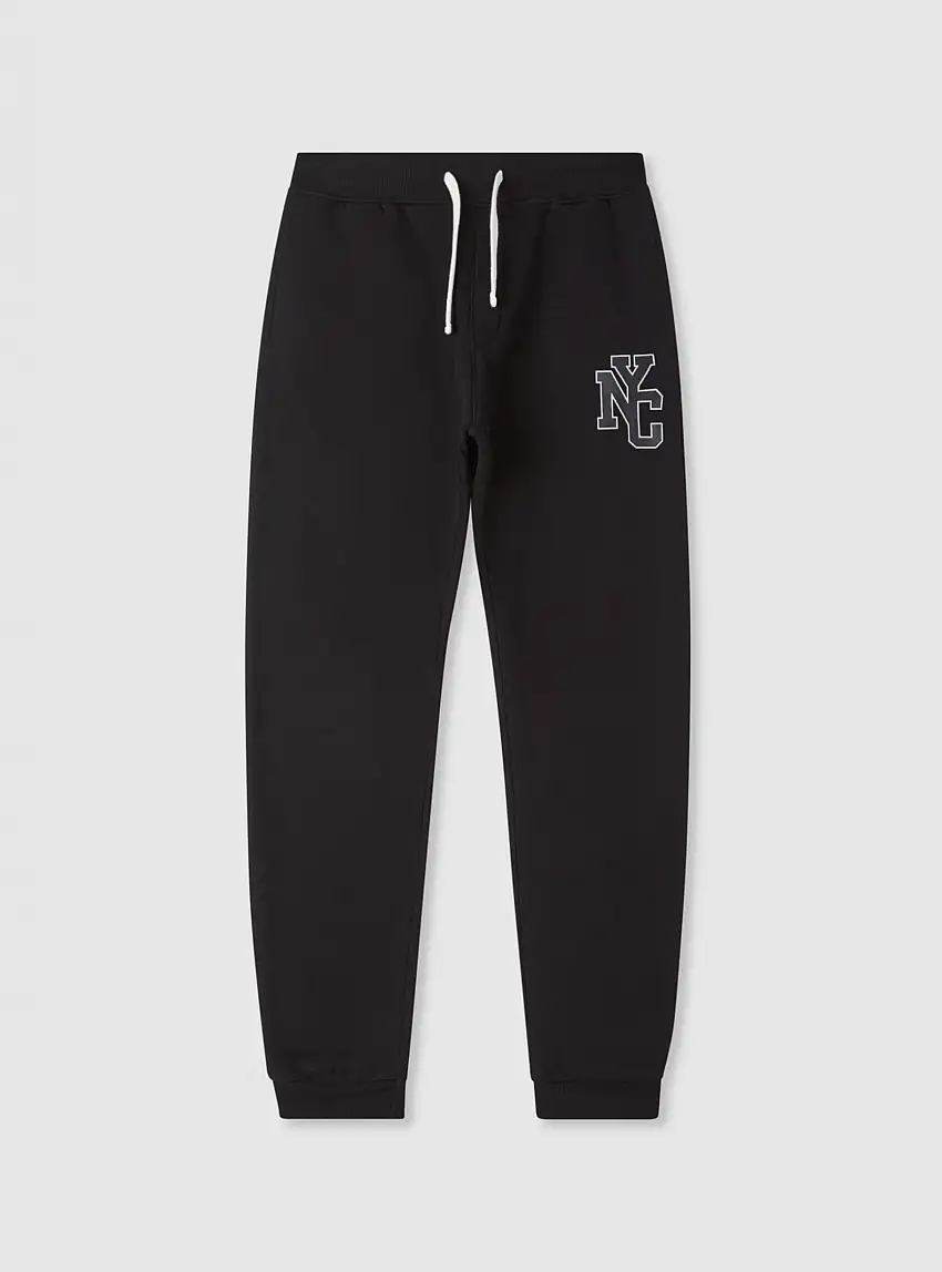 Pantaloni tuta con coulisse e stampa Nero