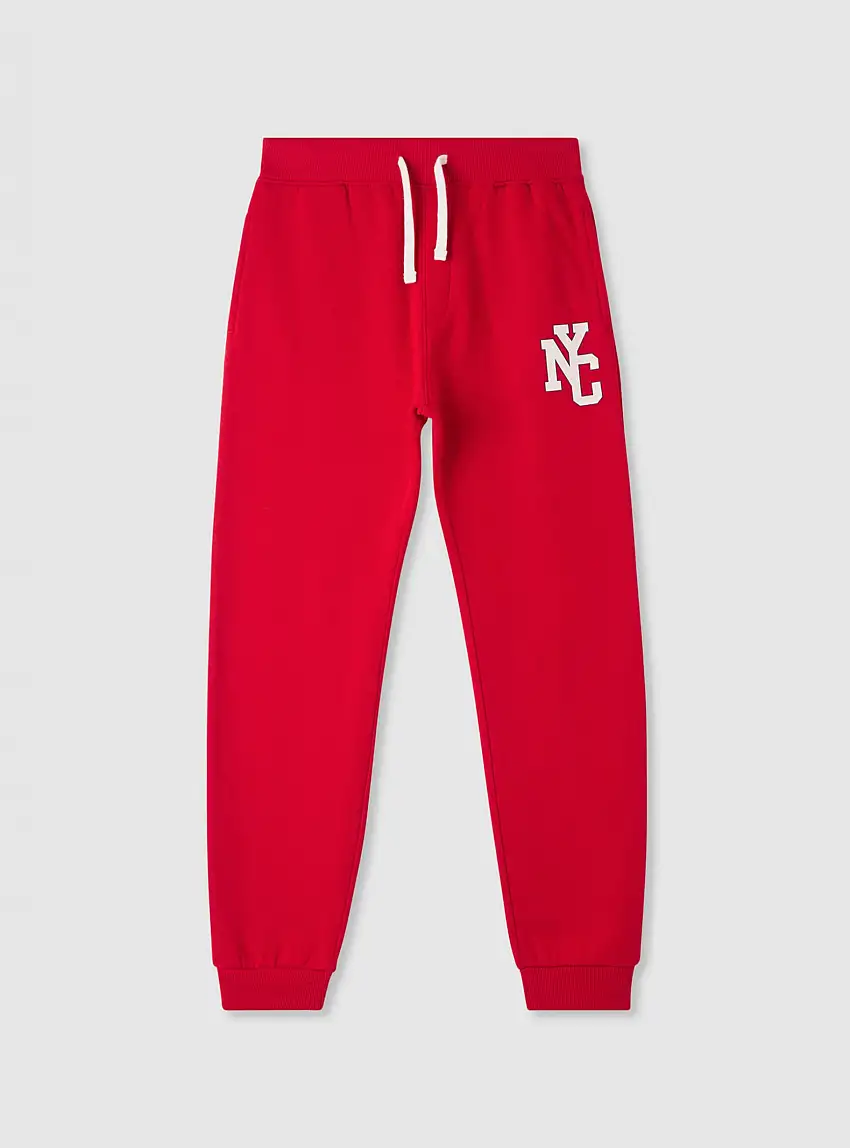 Pantaloni tuta con coulisse e stampa Rosso vivo