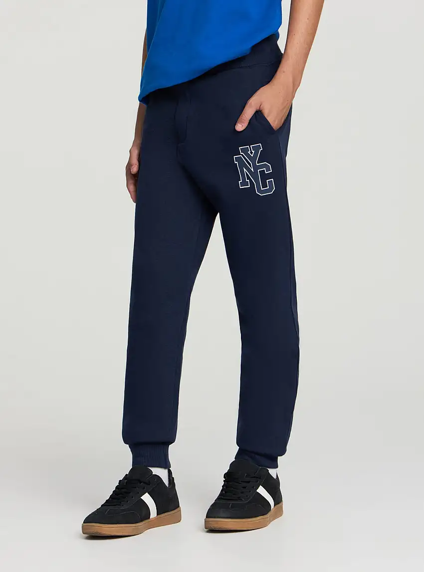 Pantaloni tuta con coulisse e stampa Blu denim scuro