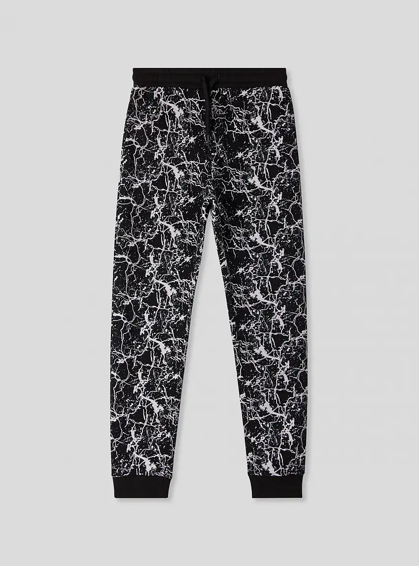 Pantaloni tuta fantasia marmorizzata Nero