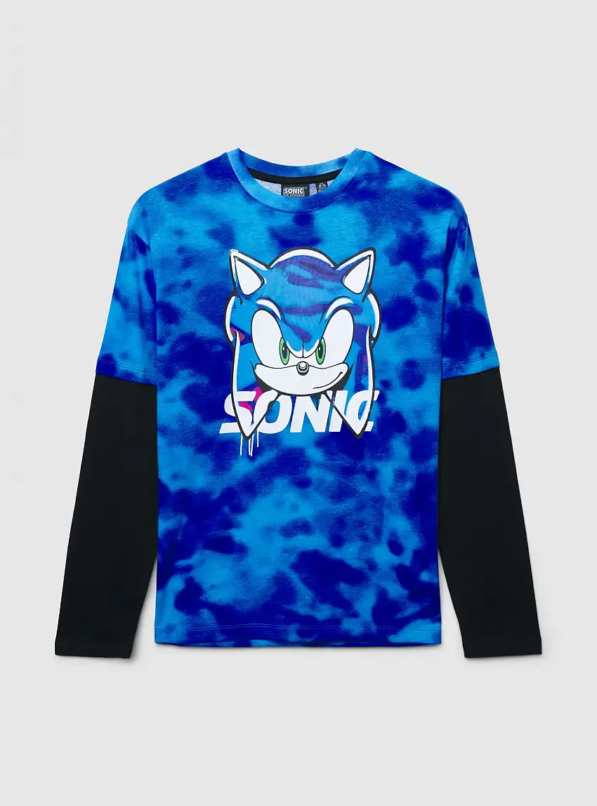 T-shirt manica lunga con stampa Sonic Bluette