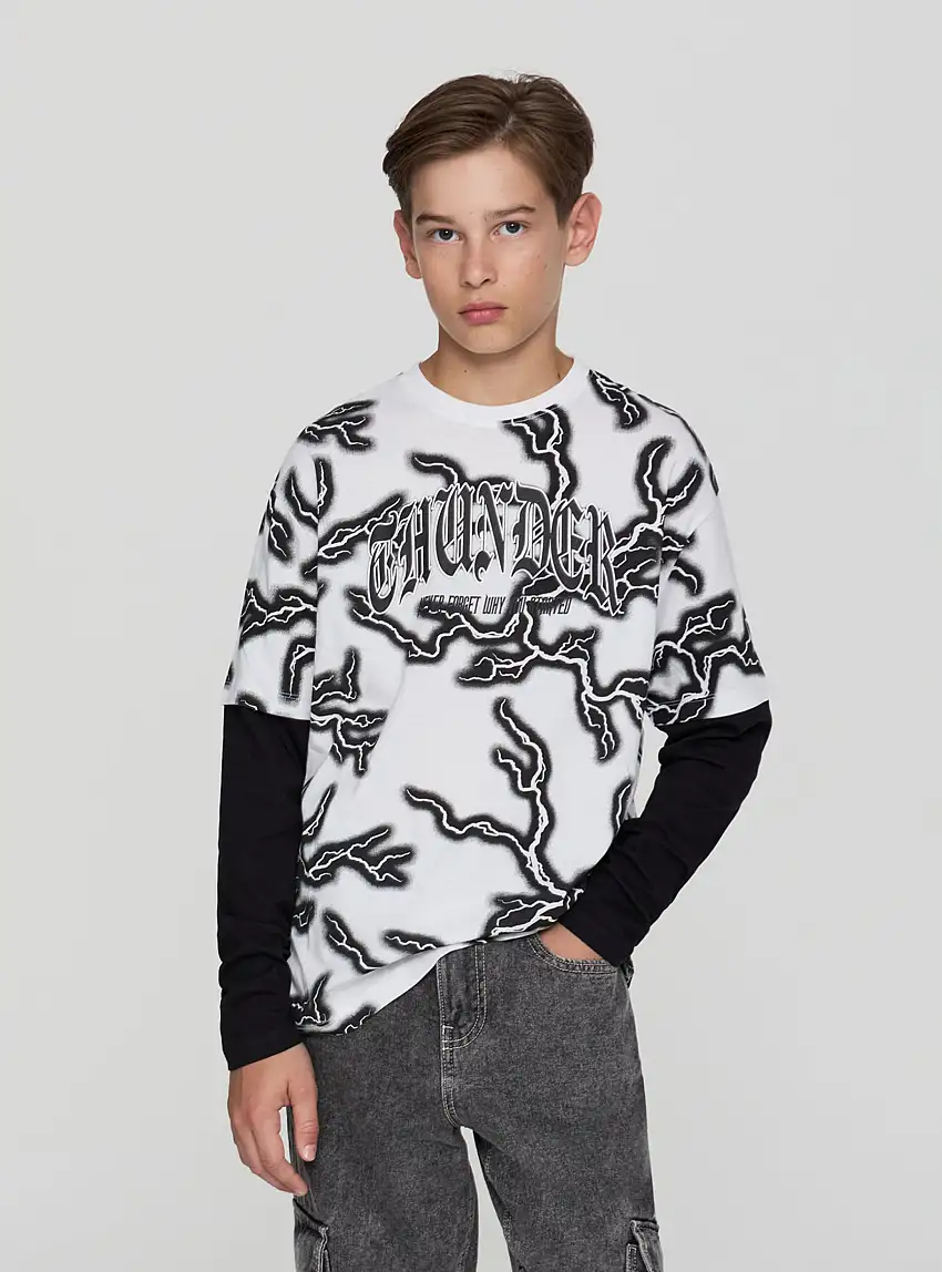 T-shirt con stampa fulmini Bianco ottico
