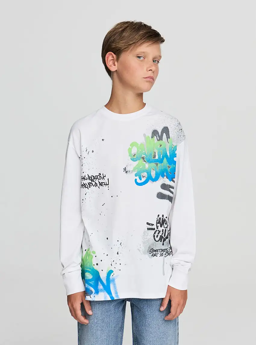 T-shirt con stampa graffiti Bianco ottico