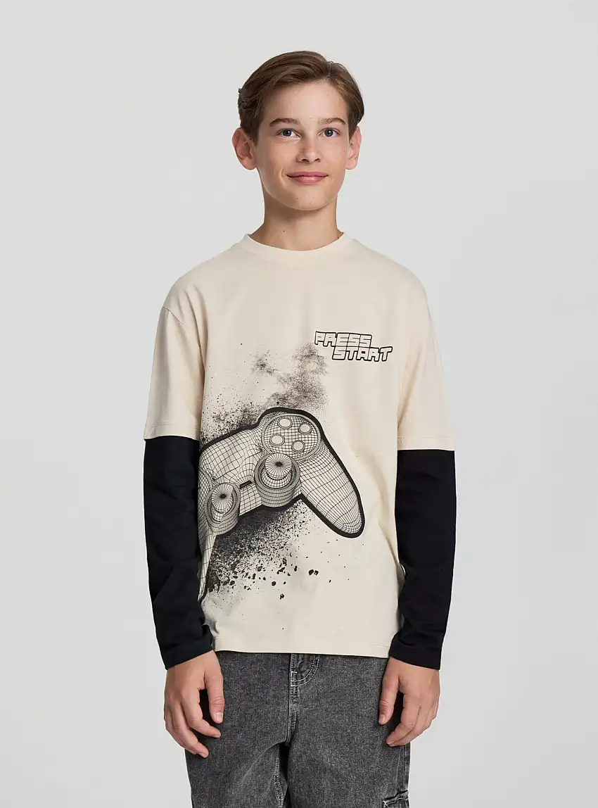 T-shirt con stampa gaming Bianco perla