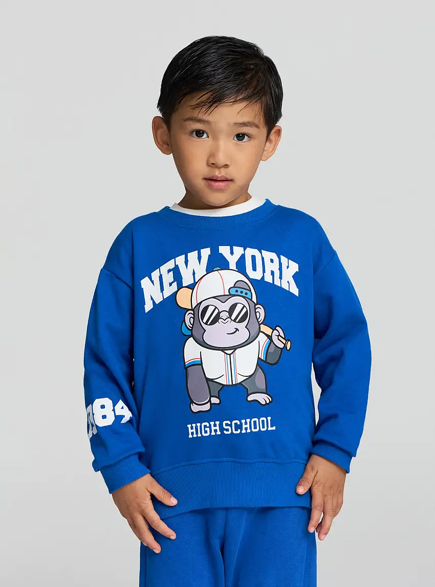 Felpa con stampa scimmia e scritta Bluette