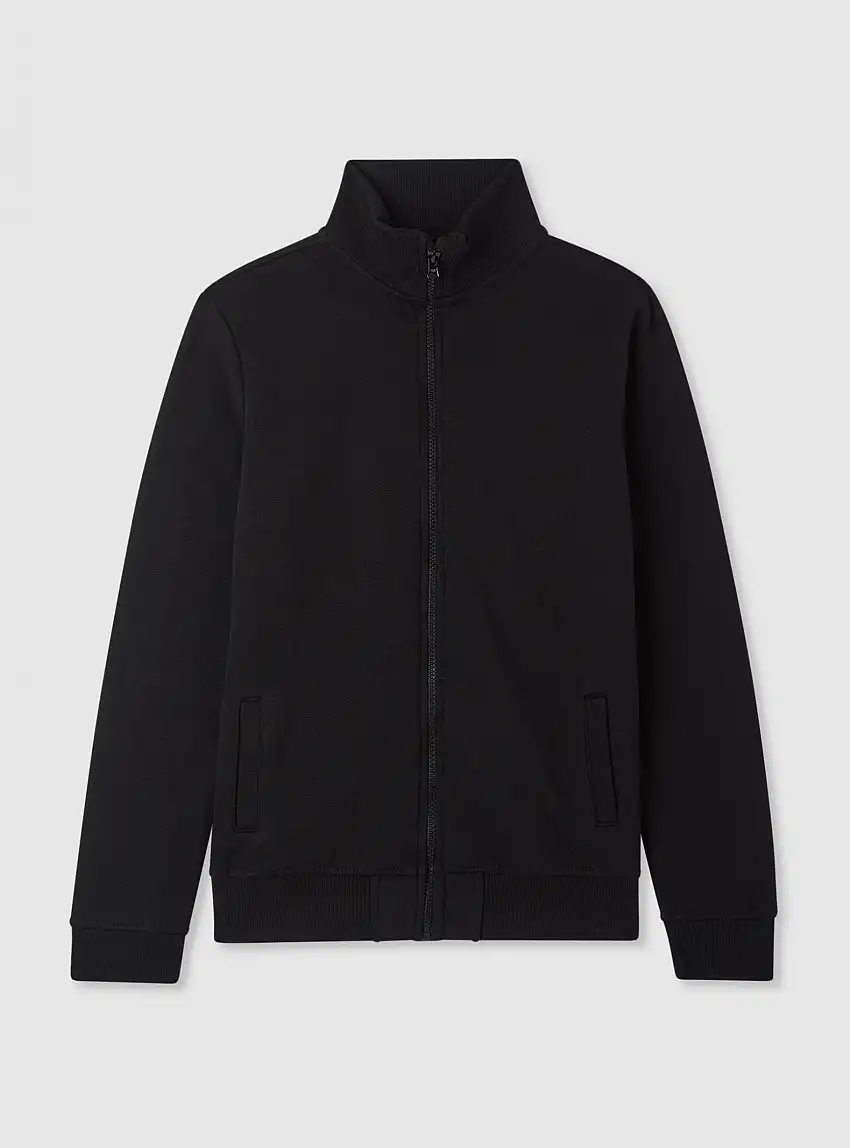 Felpa con zip e collo alto Nero