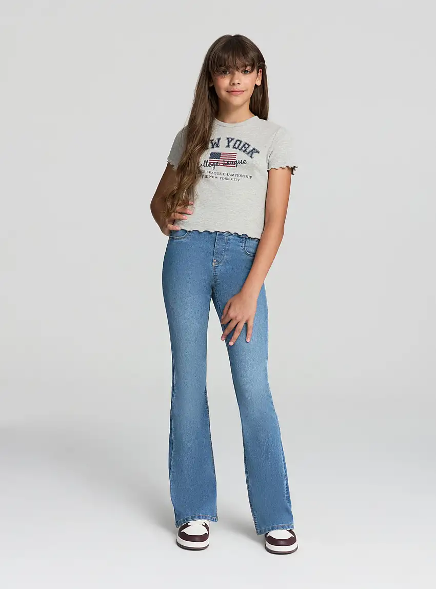 Jeggings a zampa Var blu denim medio