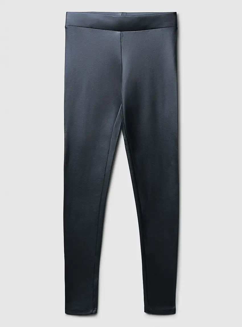 Leggings similpelle a vita alta Nero