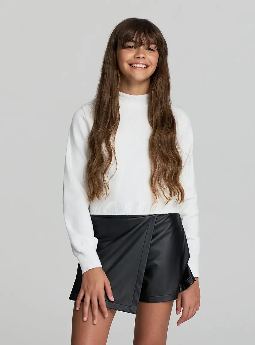 Skort corta in similpelle Nero