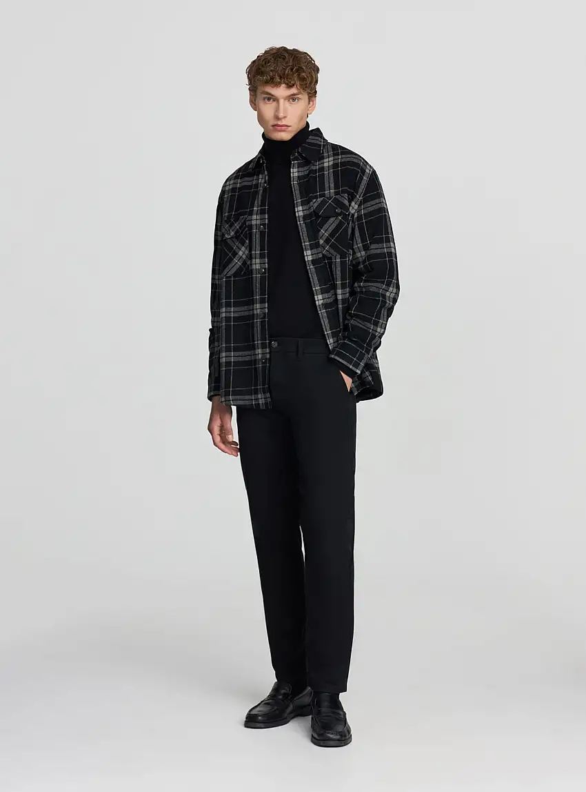 Camicia shacket in flanella a quadri Var nero