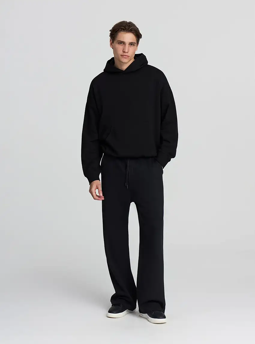 Pantaloni tuta wide leg con coulisse Nero