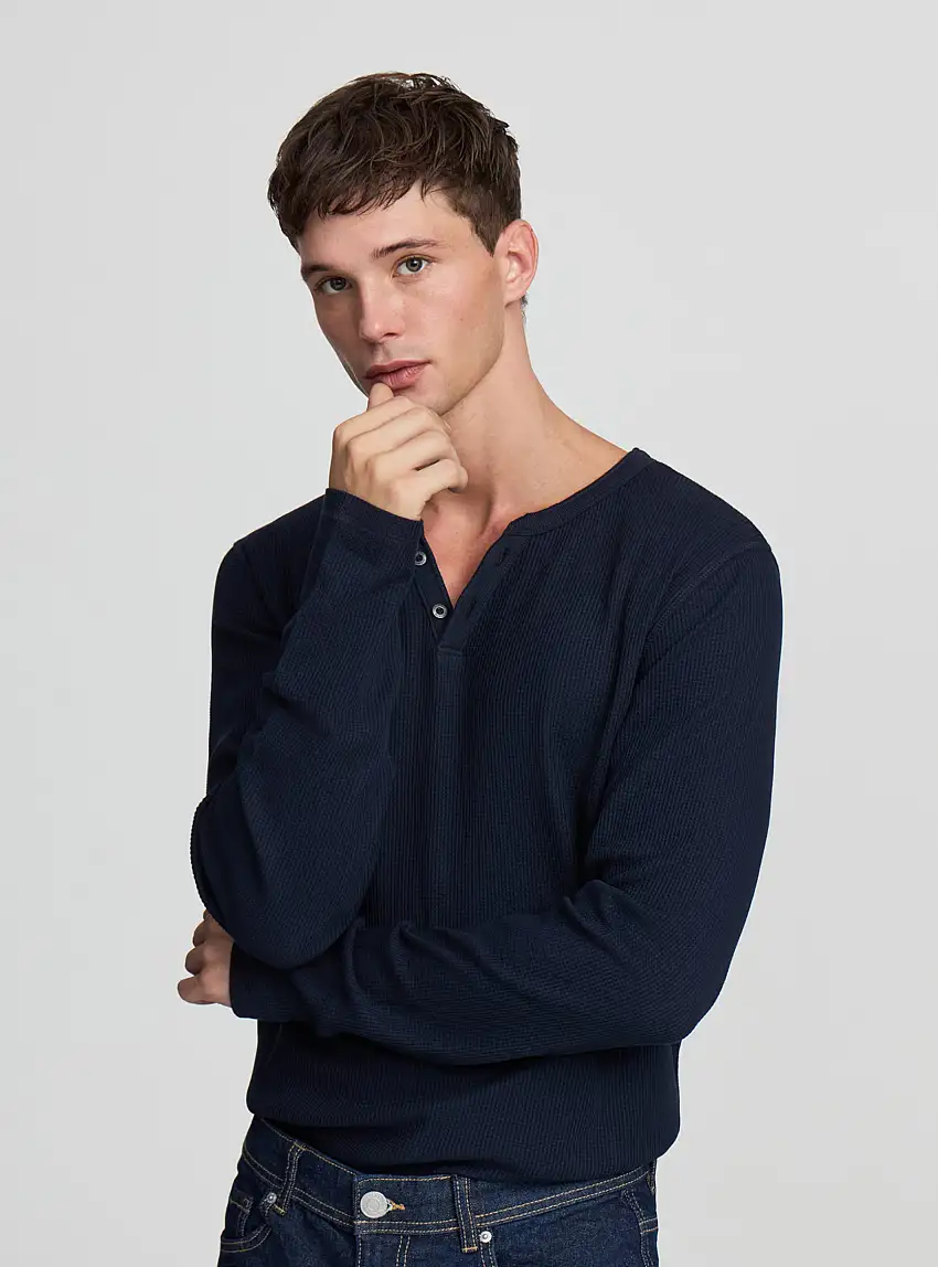 T-shirt con scollo serafino Blu navy