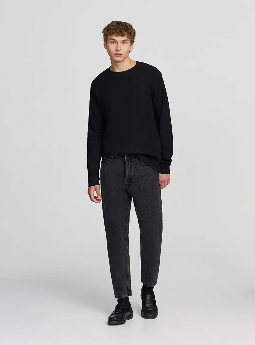 Maglia manica lunga tinta unita Nero