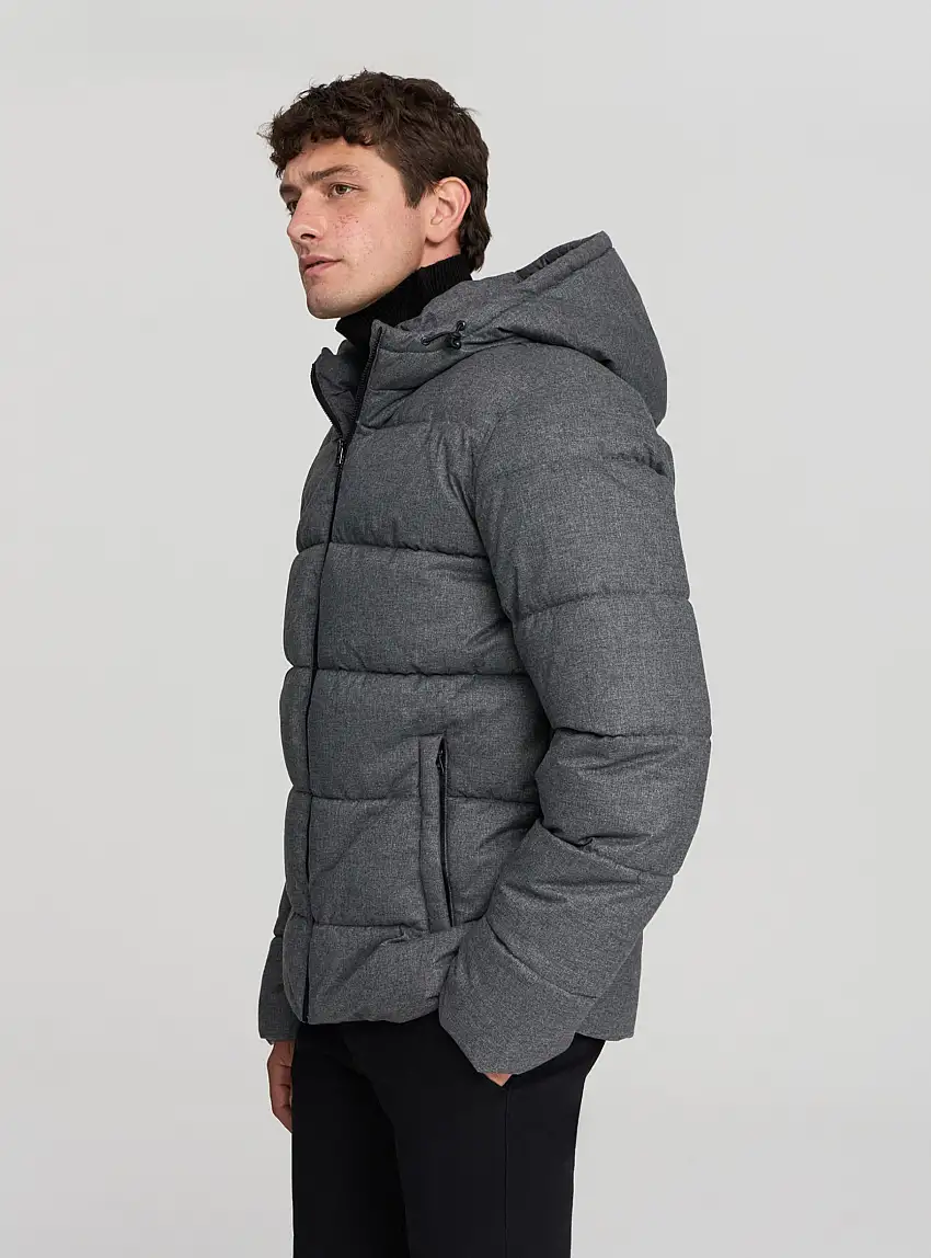 Giubbotto imbottito con cappuccio e stopper Grigio chiaro vanise