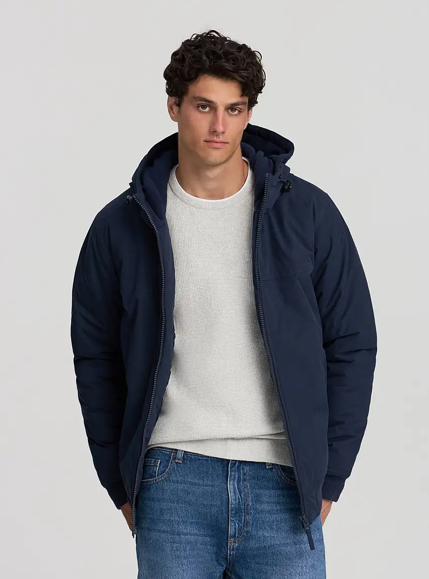 Giubbotto imbottito con cappuccio Blu navy
