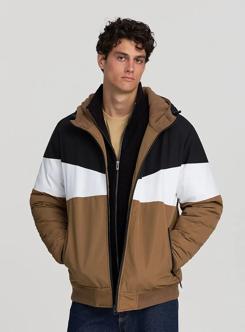 Giubbino imbottito block color Beige