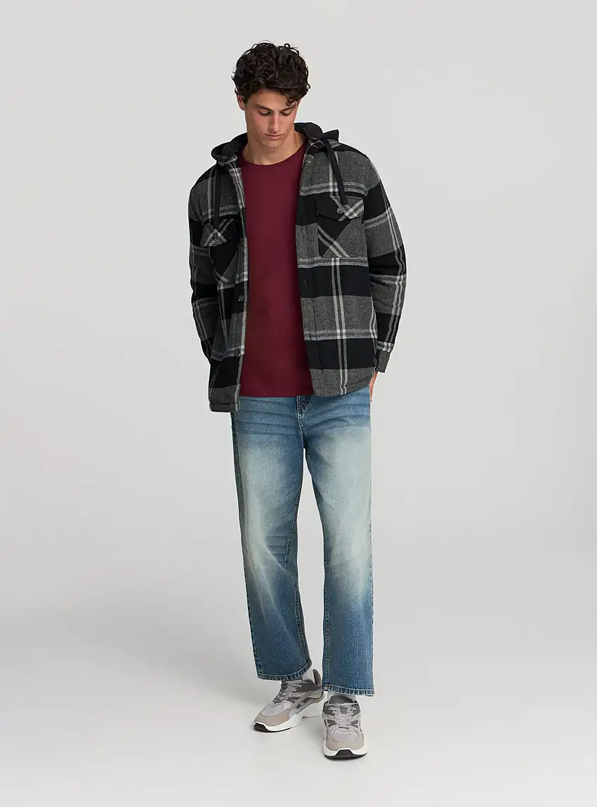 Giacca shacket imbottita con cappuccio Var nero