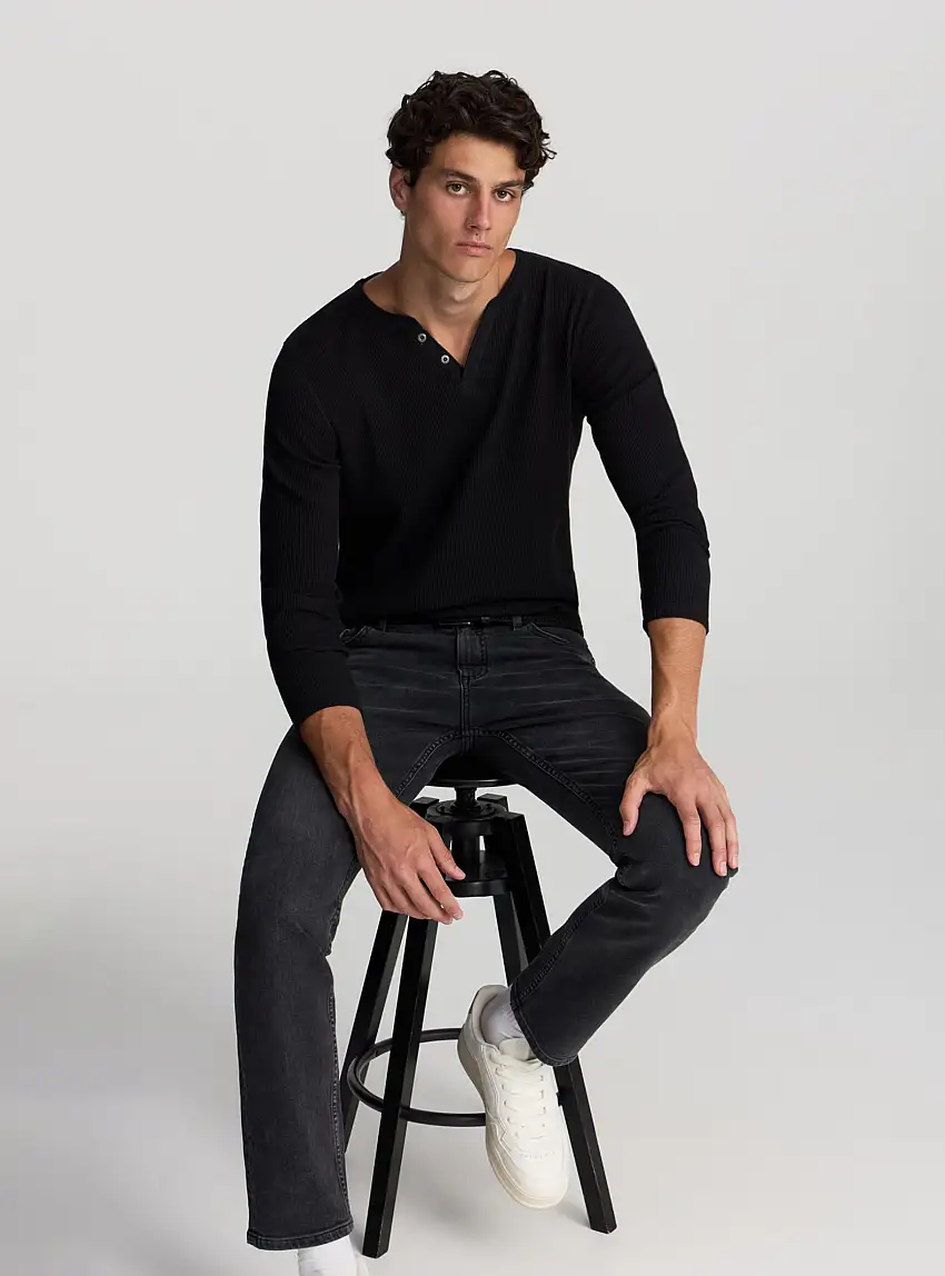 Jeans regular a cinque tasche Nero denim