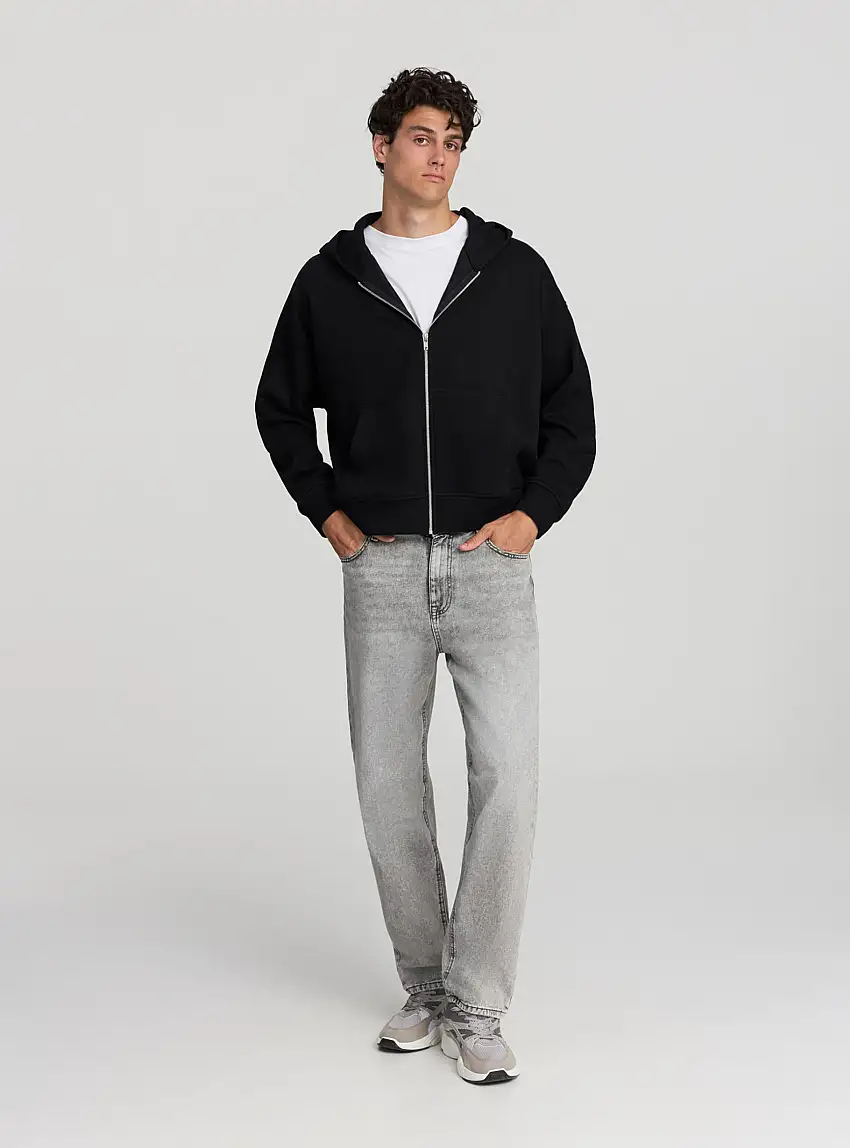 Jeans baggy a tinta unita Grigio denim