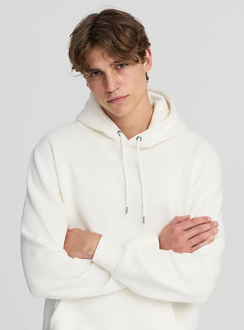 Felpa con cappuccio e tasca frontale Bianco lana
