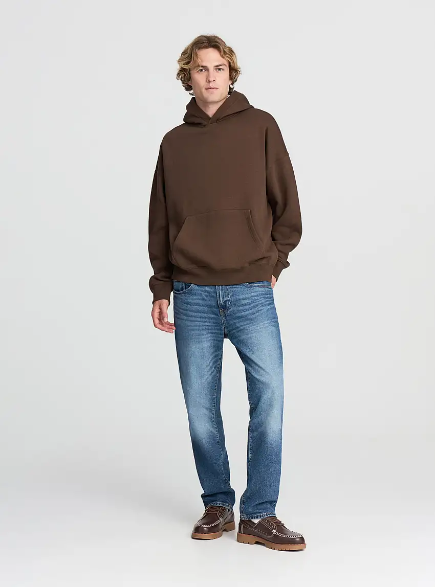 Felpa boxy fit con cappuccio Marrone