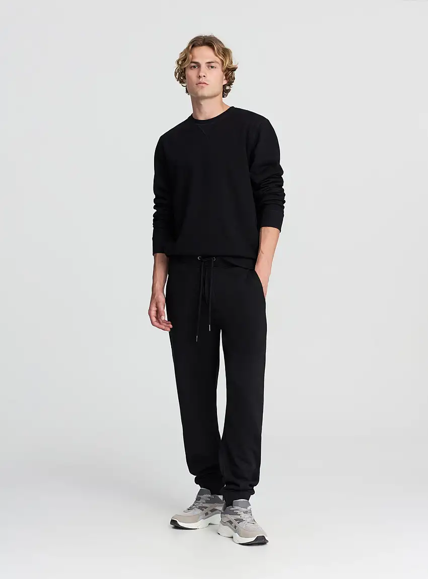 Felpa basic tinta unita girocollo Nero