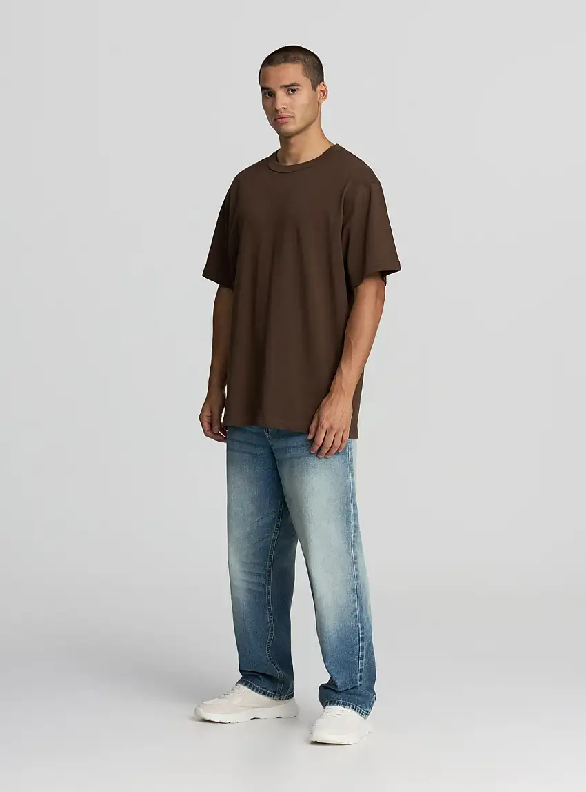 T-shirt heavy weight tinta unita Marrone