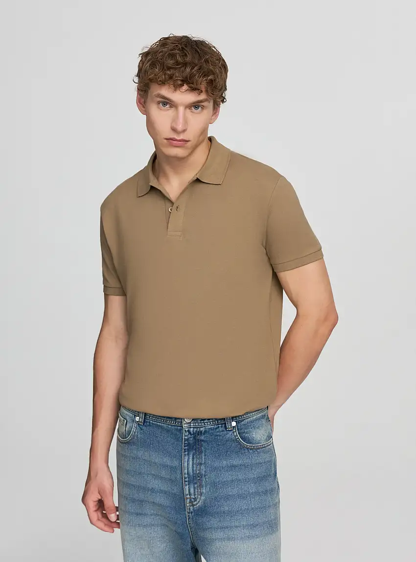 Polo piquet tinta unita Beige