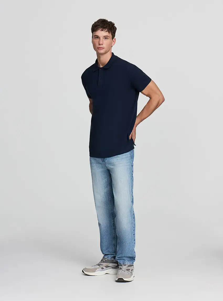 Polo piquet tinta unita Blu navy