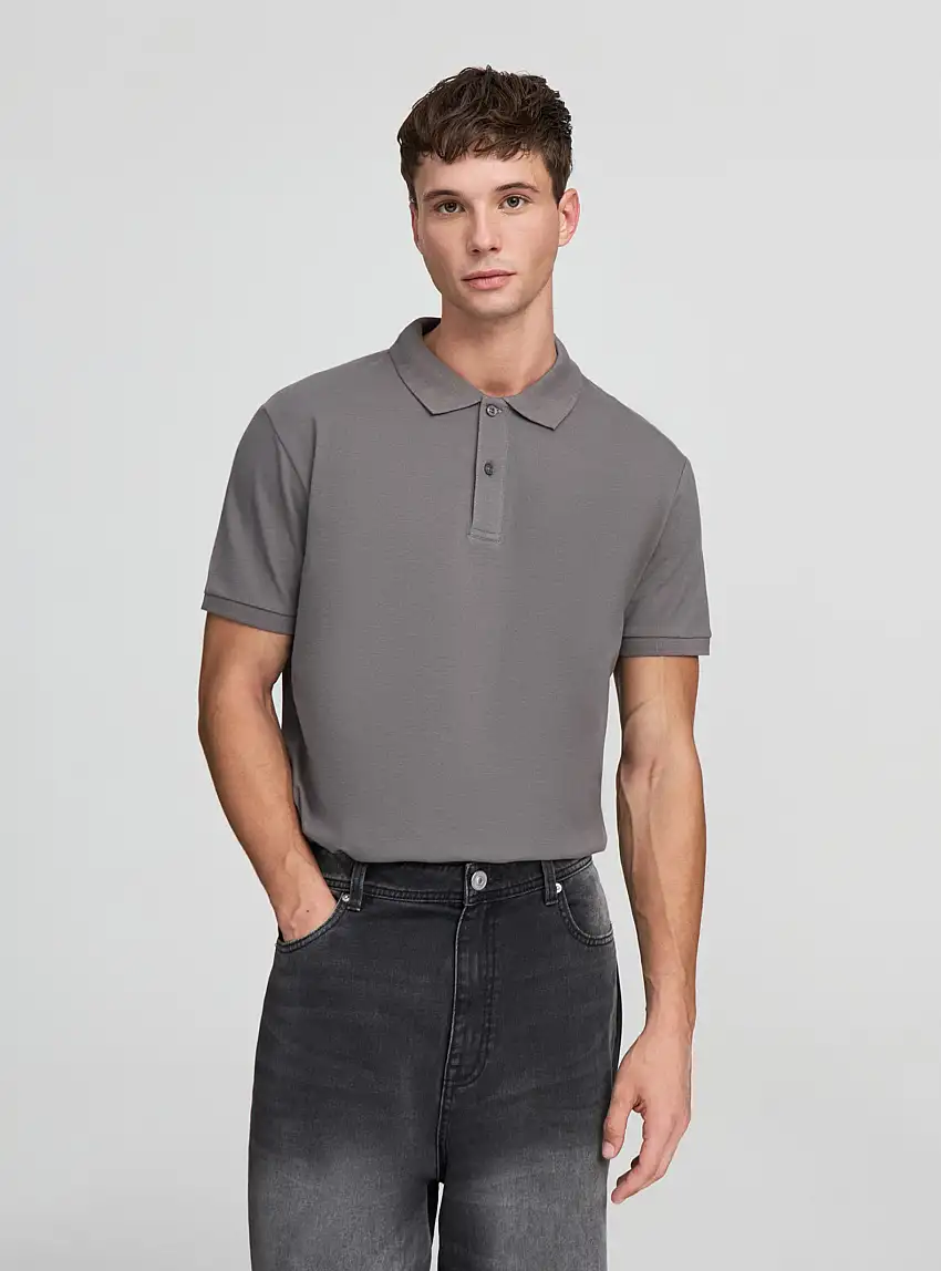 Polo piquet tinta unita Grigio topo
