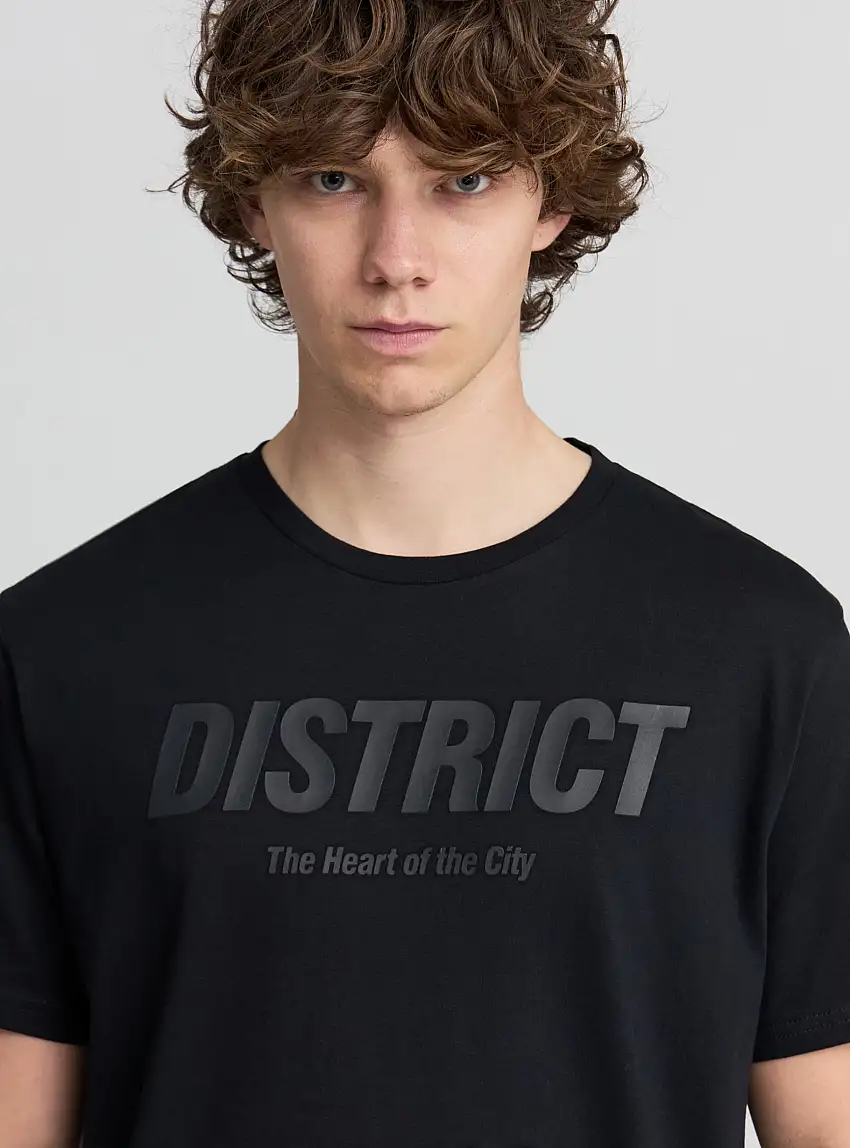 T-shirt con stampa scritta Nero