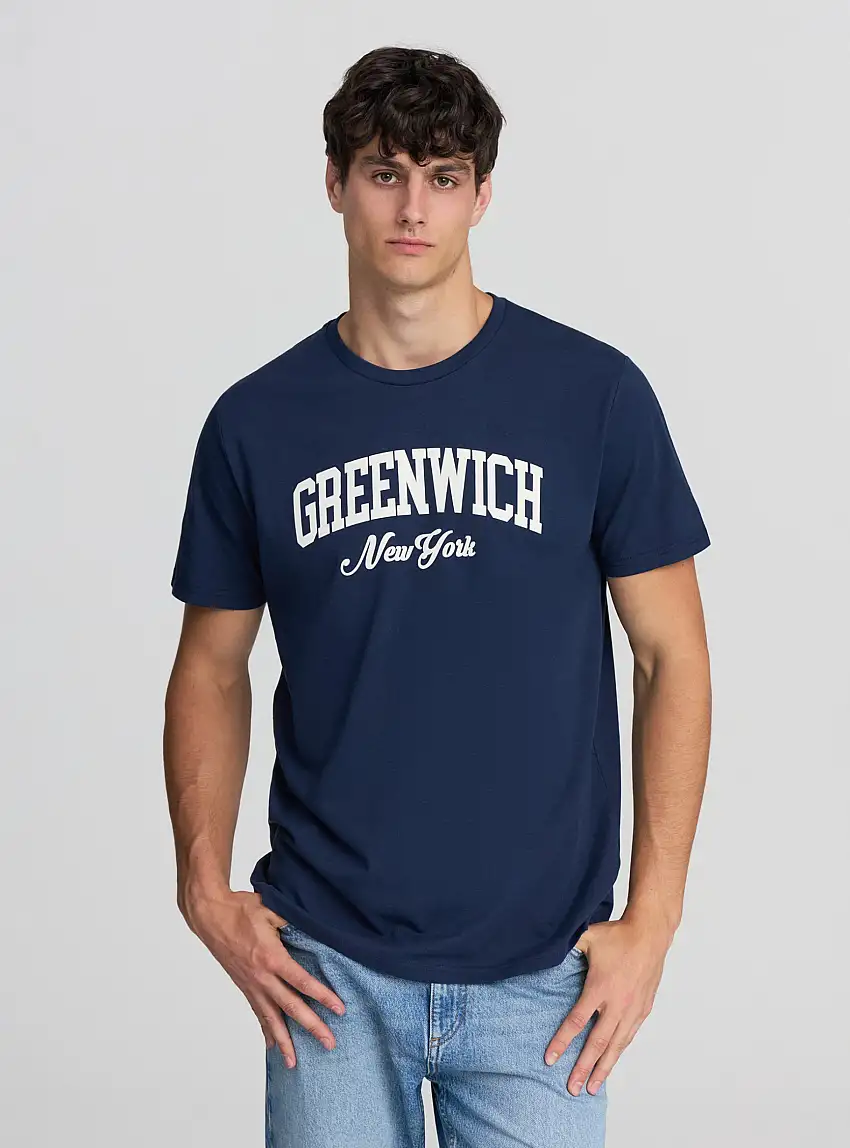 T-shirt stampa college Blu navy