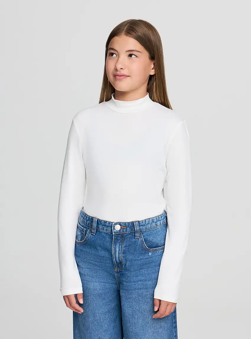 T-shirt lupetto tinta unita Bianco lana