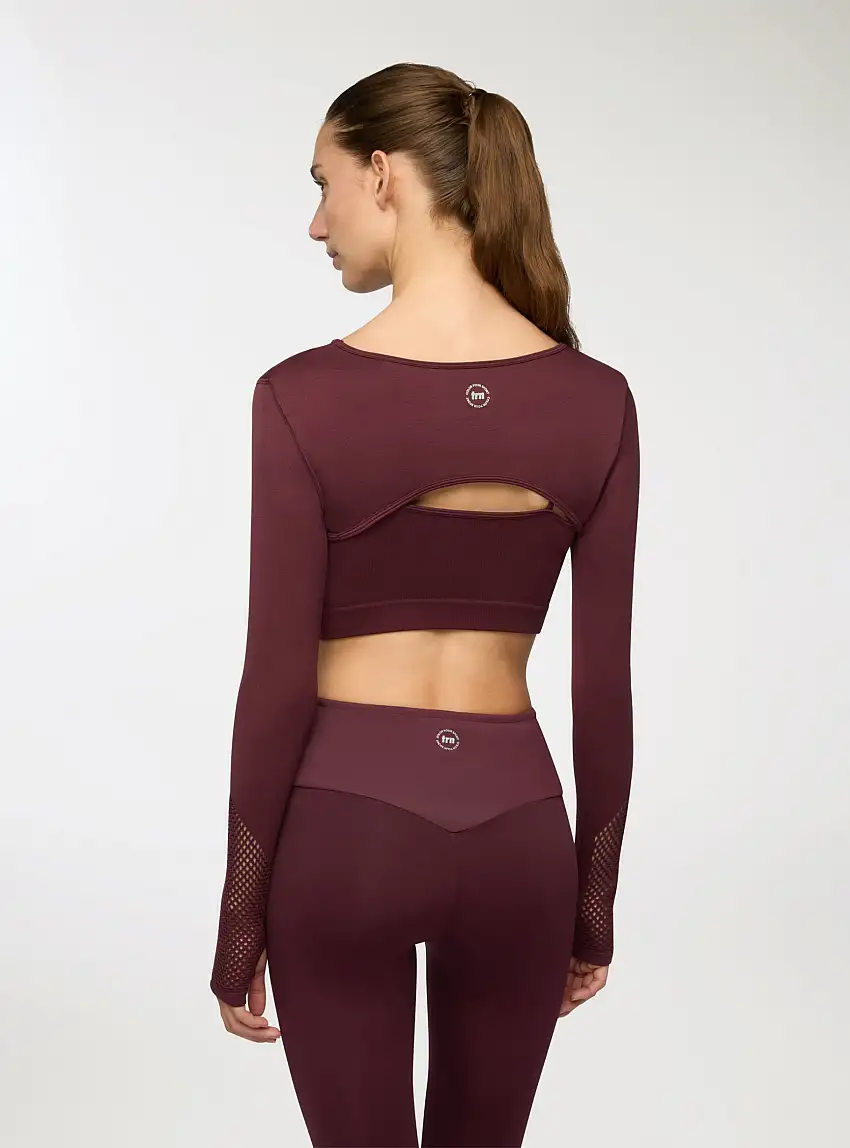 T-shirt sportiva con dettagli traforati Prugna