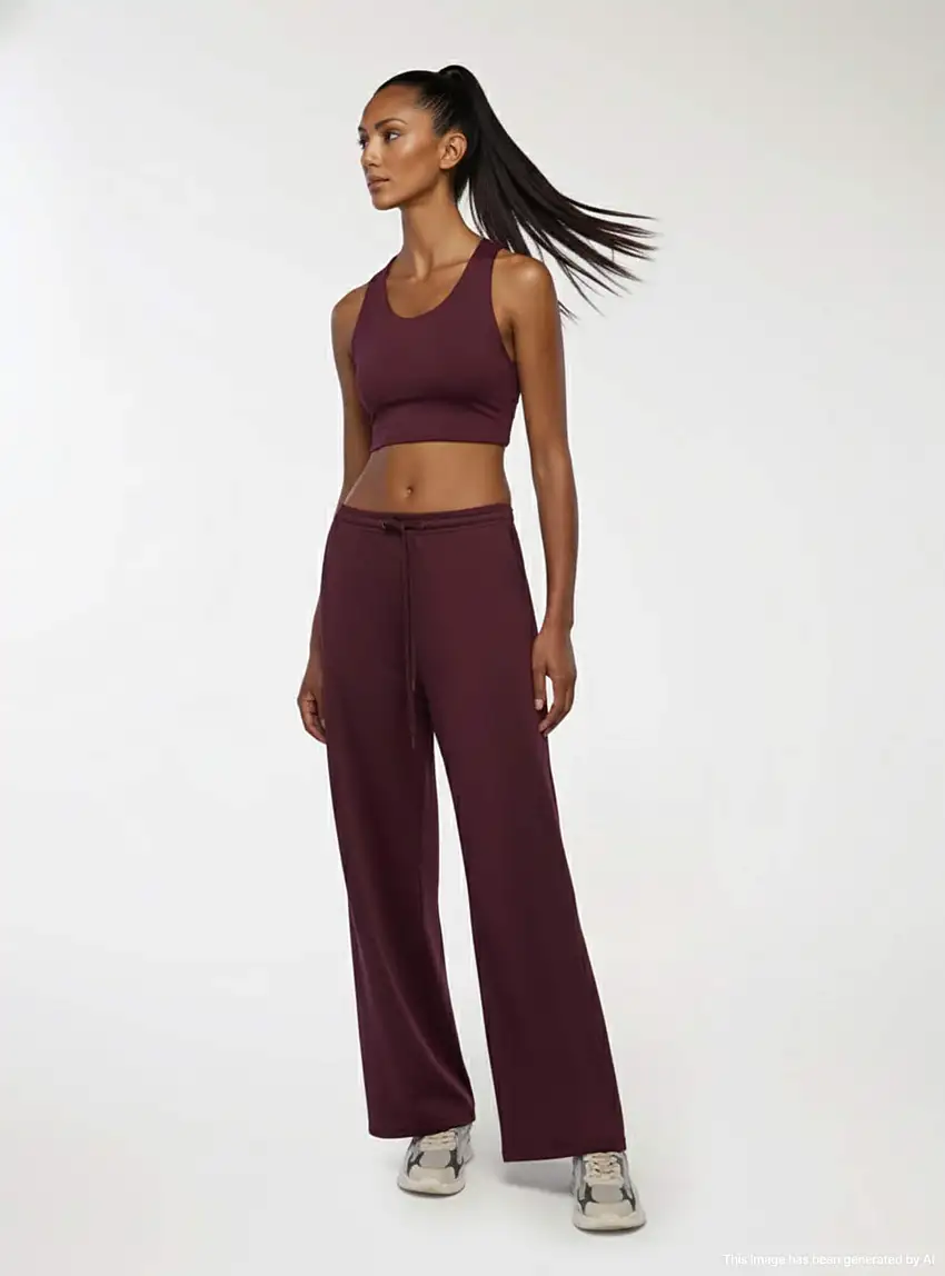 Pantaloni wide leg tinta unita Prugna