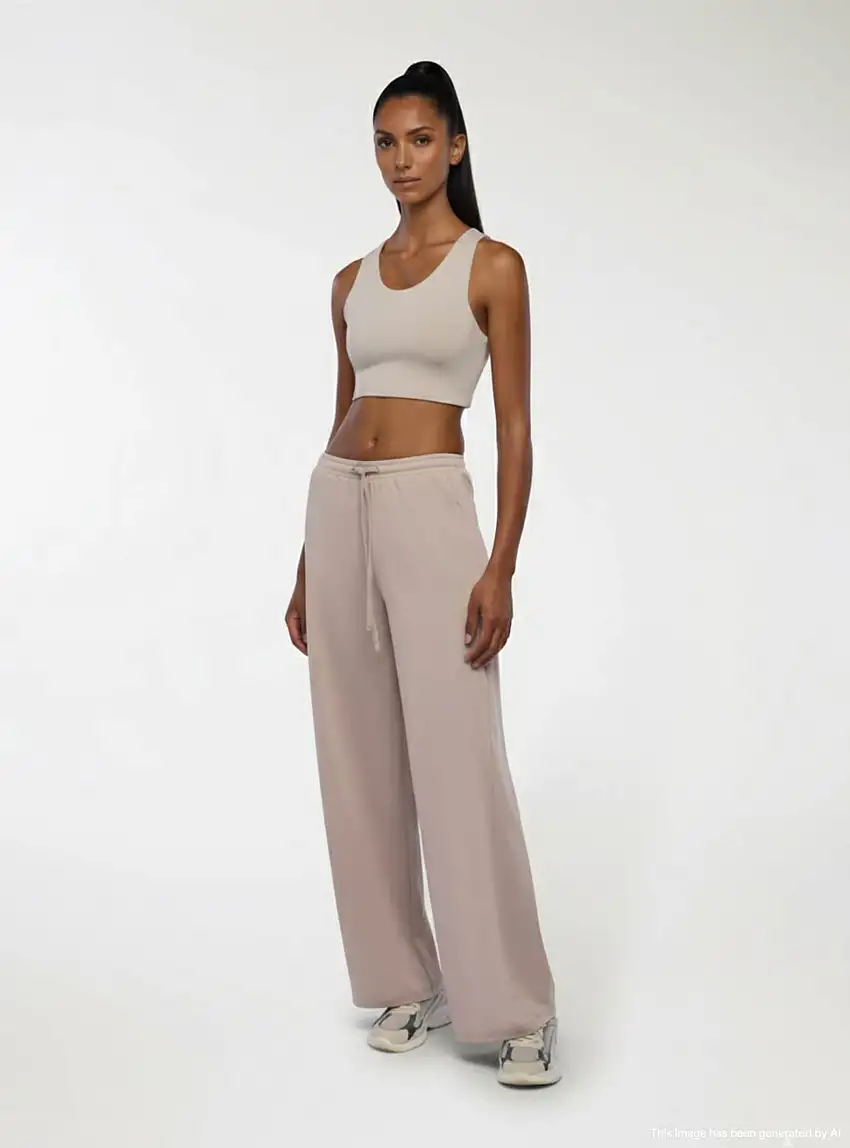 Pantaloni wide leg tinta unita Tortora