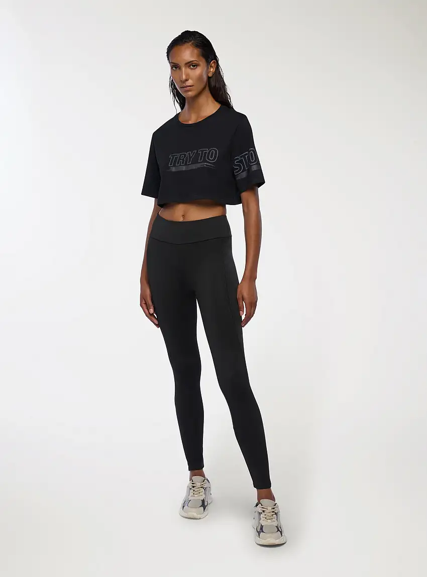 Leggings lunghi tinta unita Nero