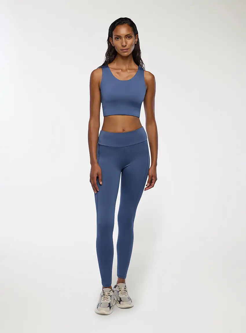 Leggings lunghi tinta unita Blu polvere