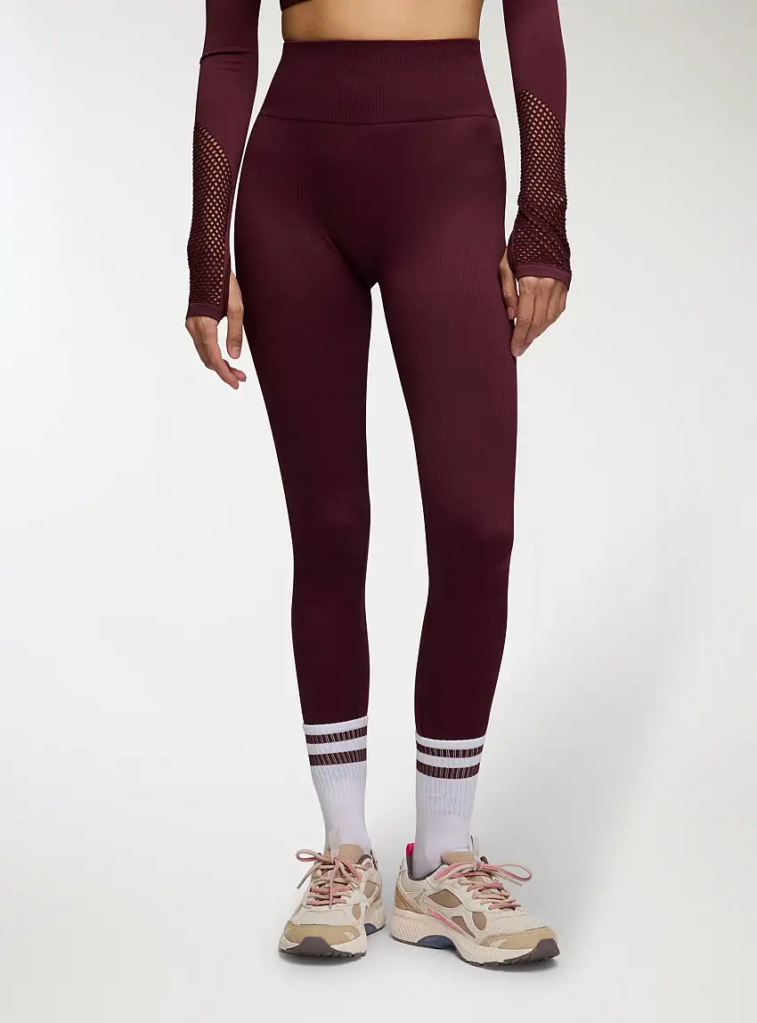 Leggings sportivi seamless con arricciatura Prugna