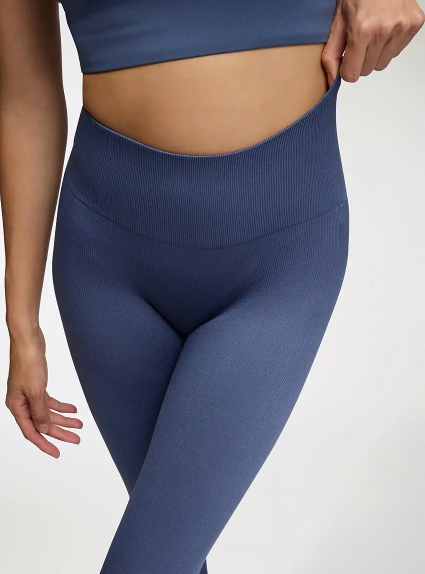 Leggings sportivi seamless con arricciatura Blu polvere
