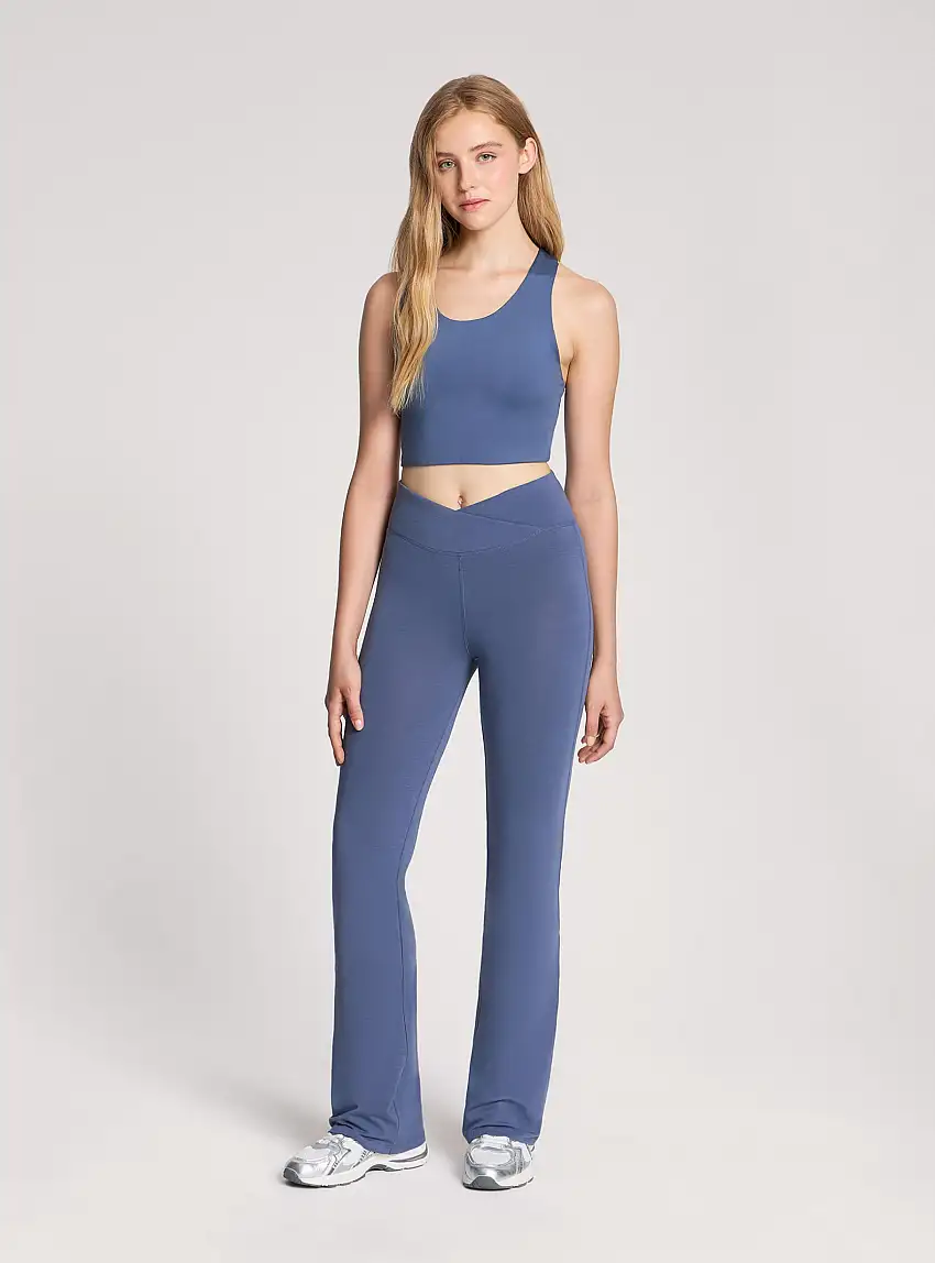 Leggings sportivi a zampa Blu polvere