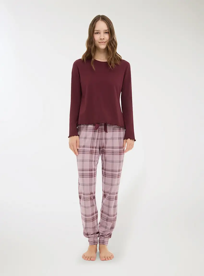 Pantaloni pigiama a quadri Var lilla