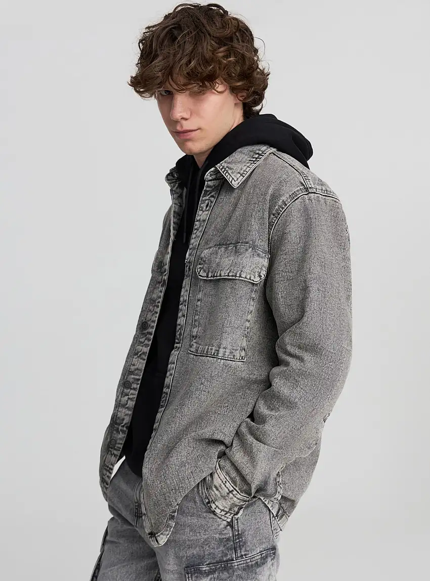 Camicia shacket in denim Grigio denim
