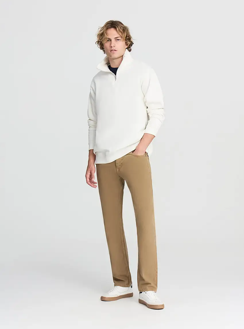 Jeans regular fit a tinta unita Beige